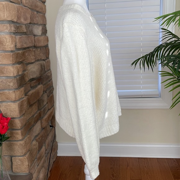 MICHAEL KORS ~ Shimmery Puff-Sleeve Sweater ~ White/Bone ~ NWT! - Picture 9 of 14